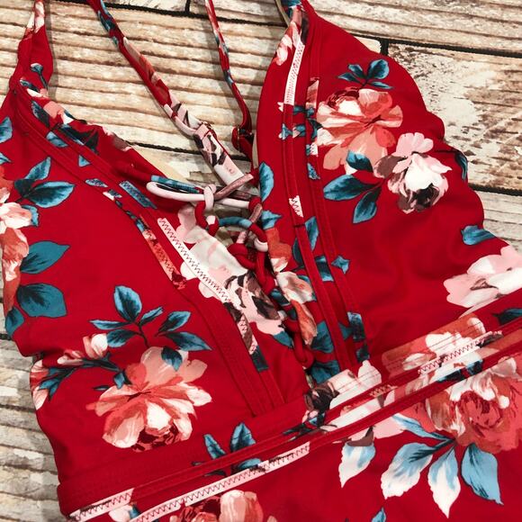 NEW Kona Sol - Target floral lace red swimsuit - Picture 7 of 9
